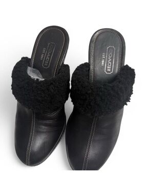 Vintage Coach Kacie Leather Mules Black Leather High Heel Mules Size 6.5